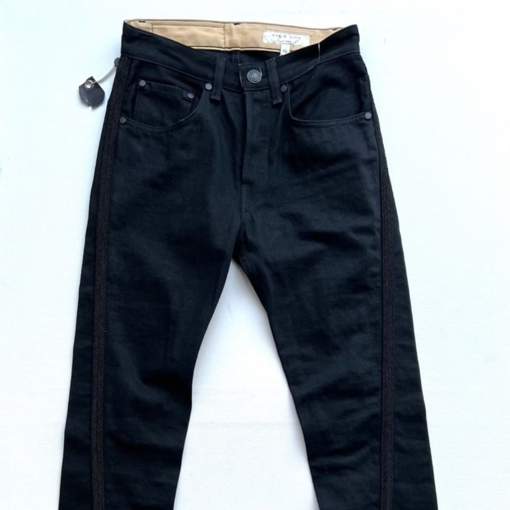 Rag & Bone New York Fur Patch Embellished Jeans Black  ( 24 )